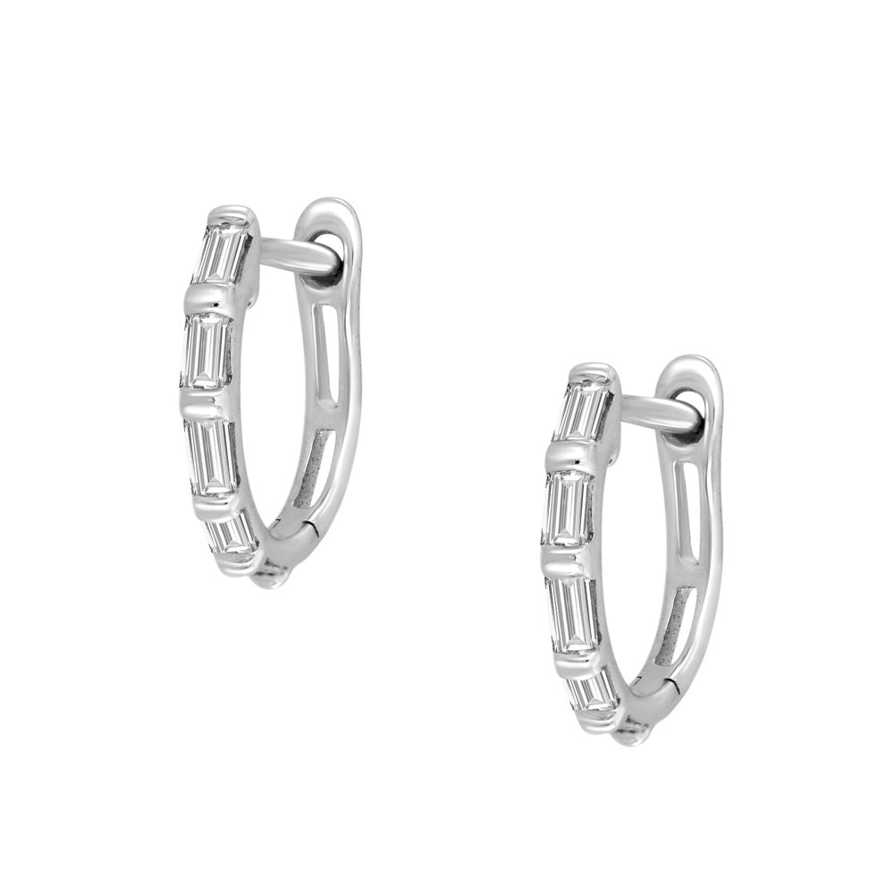 Baguette Diamond Huggies