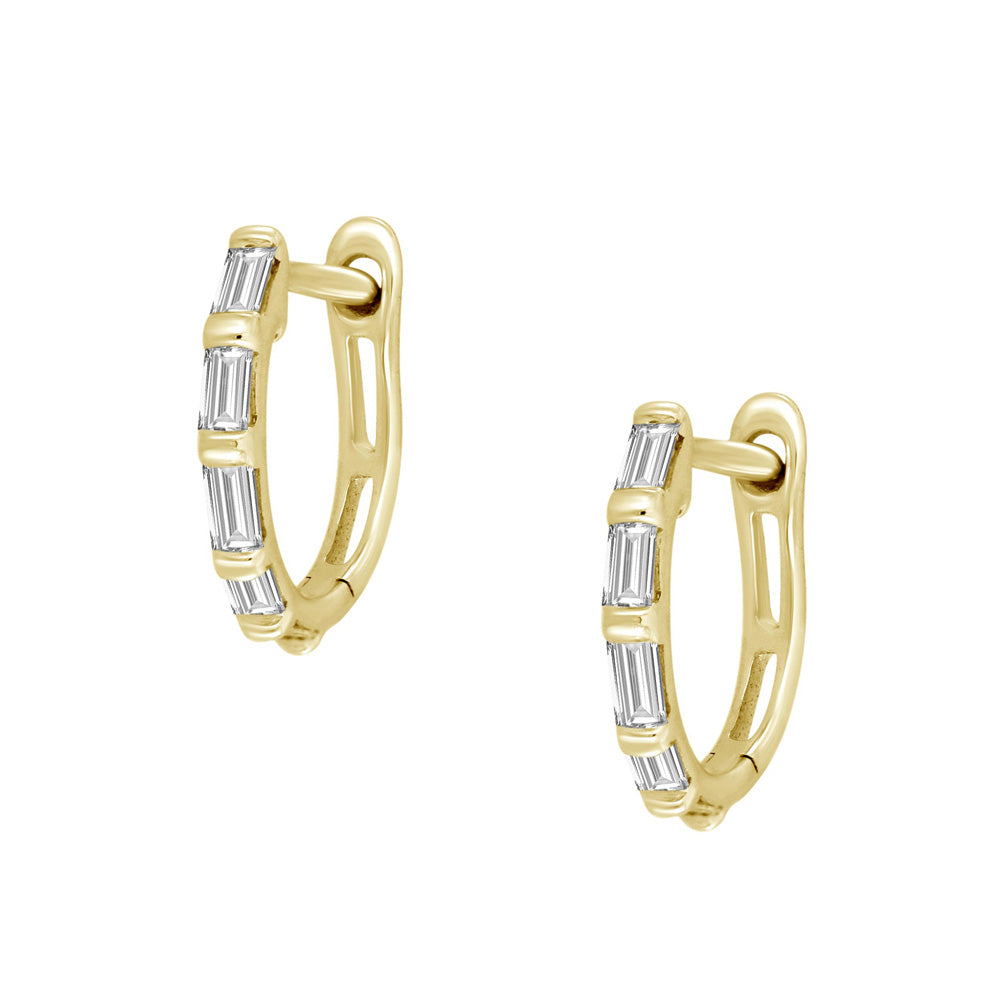 Baguette Diamond Huggies