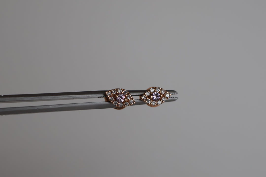 Ojo Pink Sapphire Diamond Studs