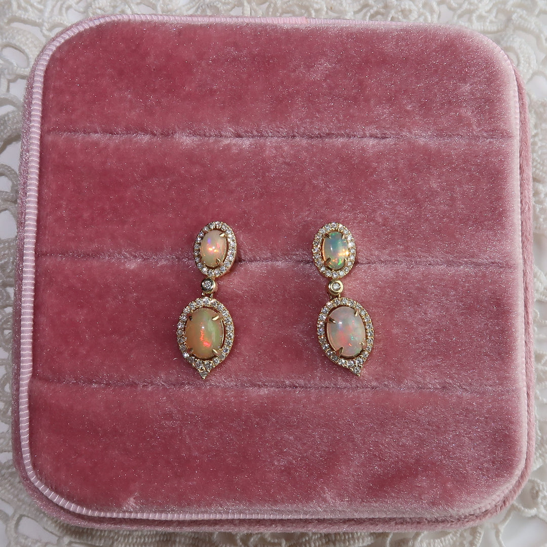 Opal Hanging Diamond Studs
