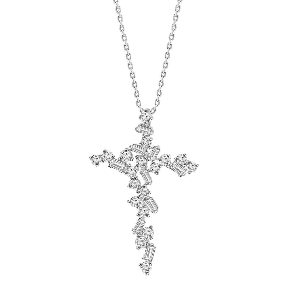 Diamond Baguette Cross Necklace .50ct.