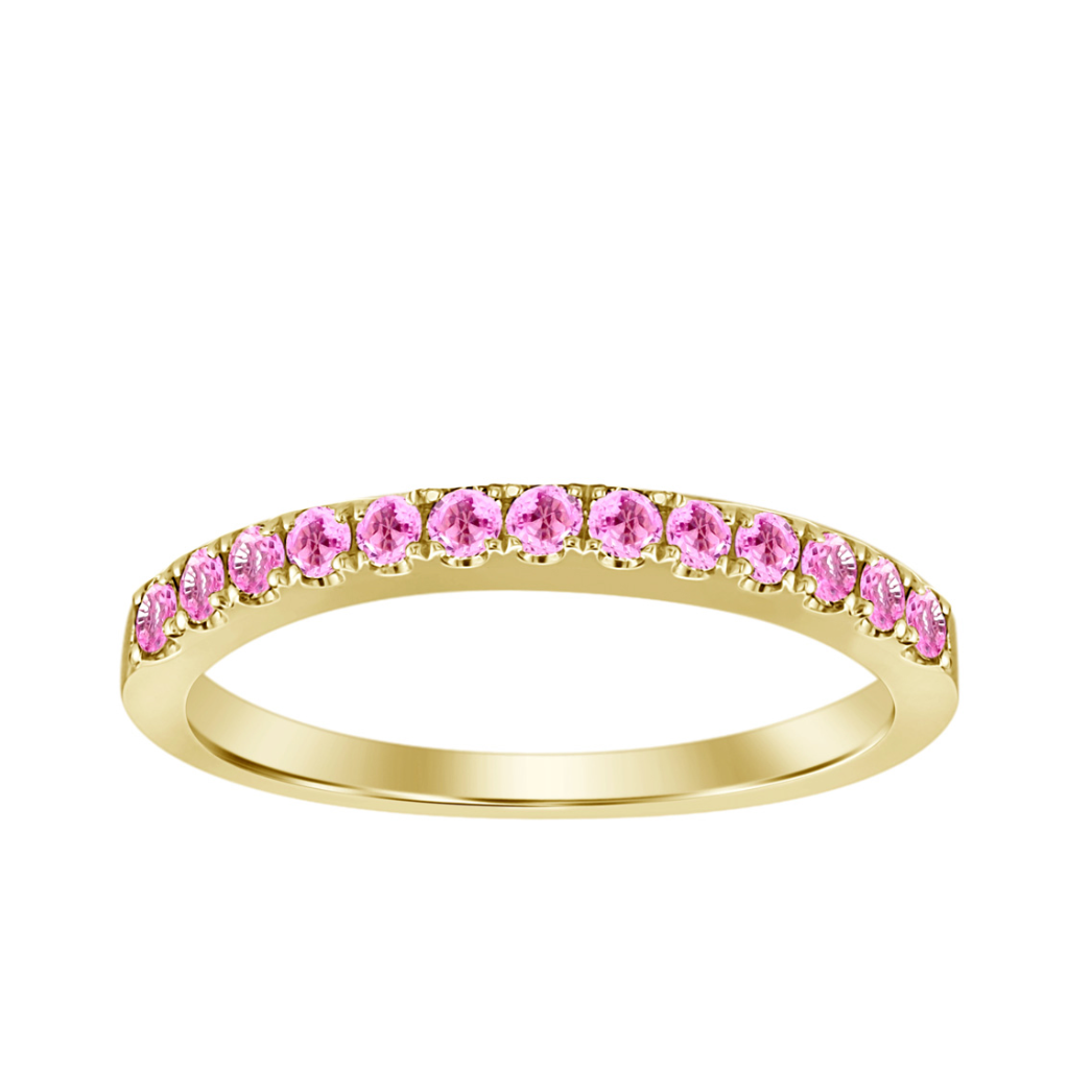 Pink Sapphire Half Eternity Band