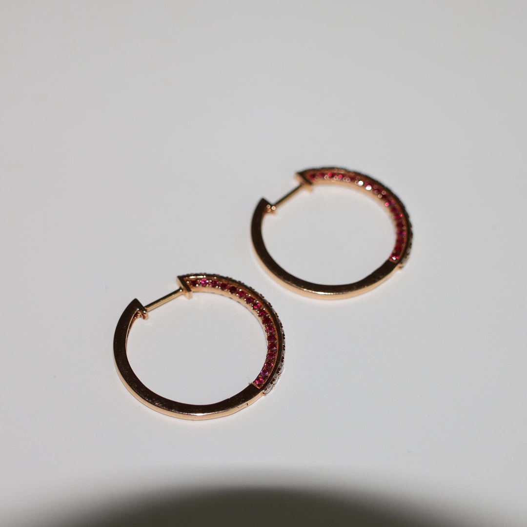 Diamond Ruby Hoops