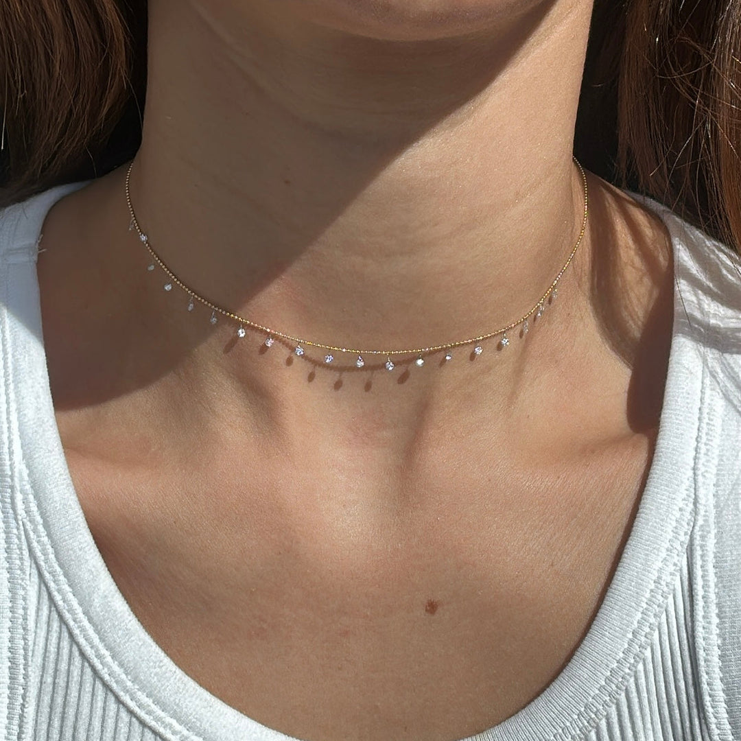 Diamond Drilled Drops Necklace