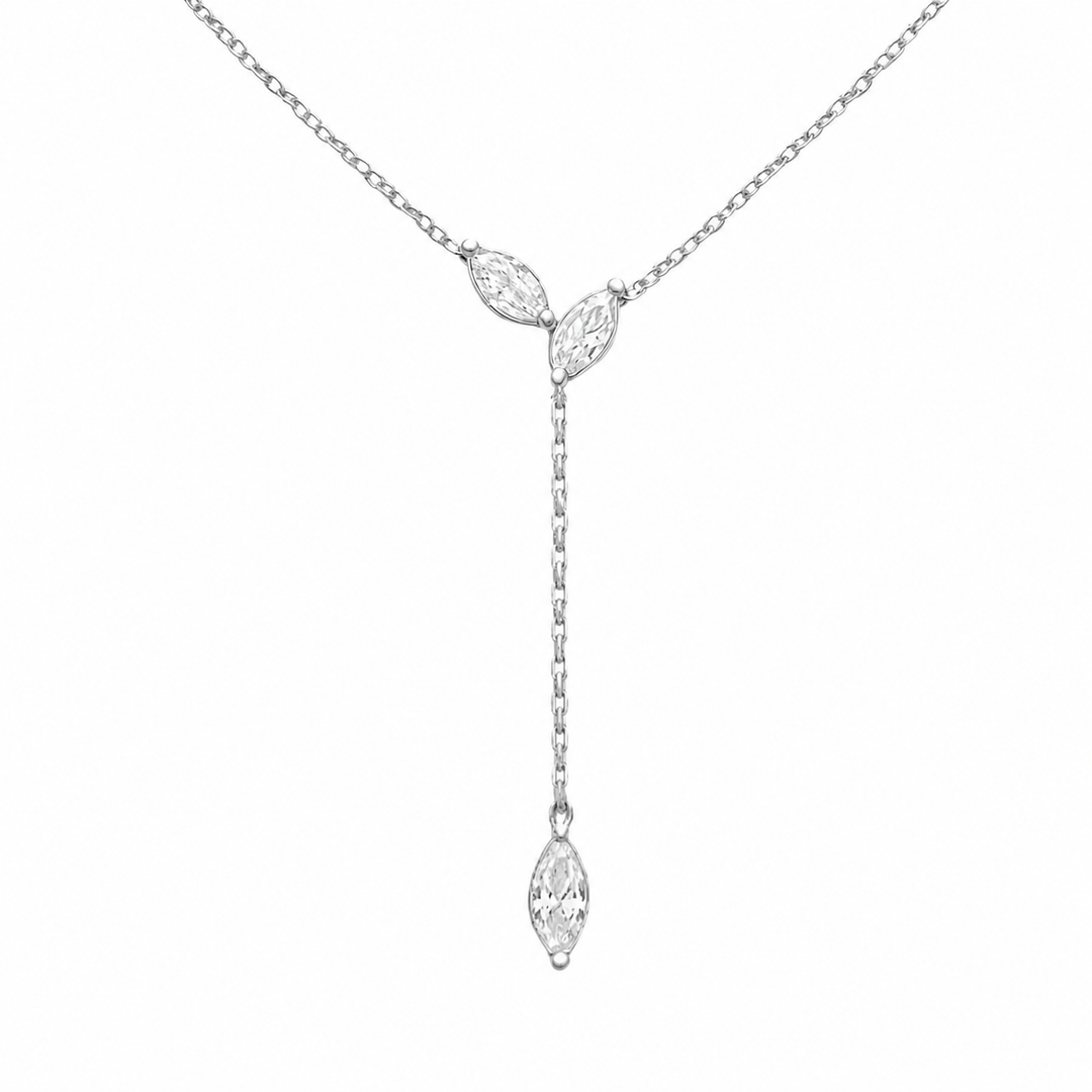 Marquise tres diamond lariat white