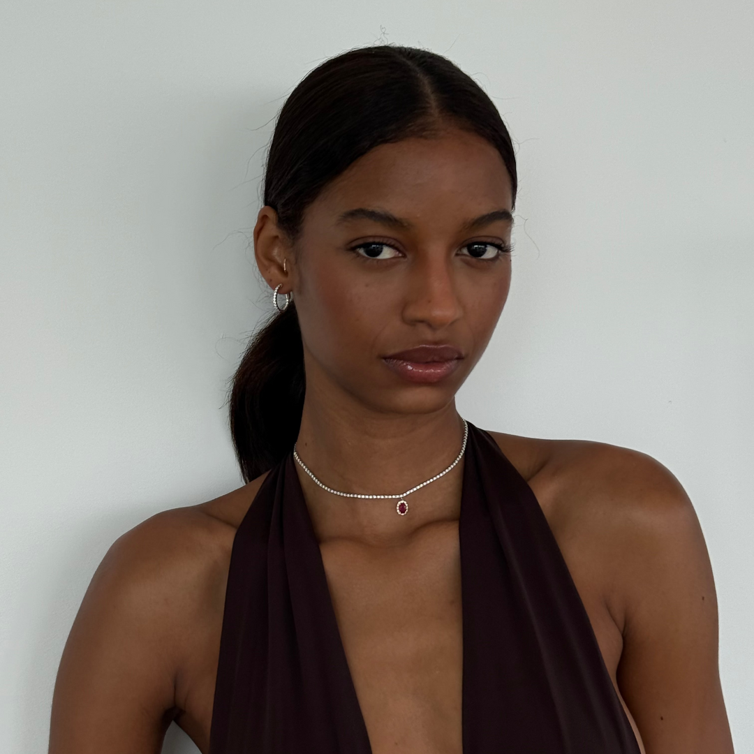 Tennis Necklace Ruby Charm