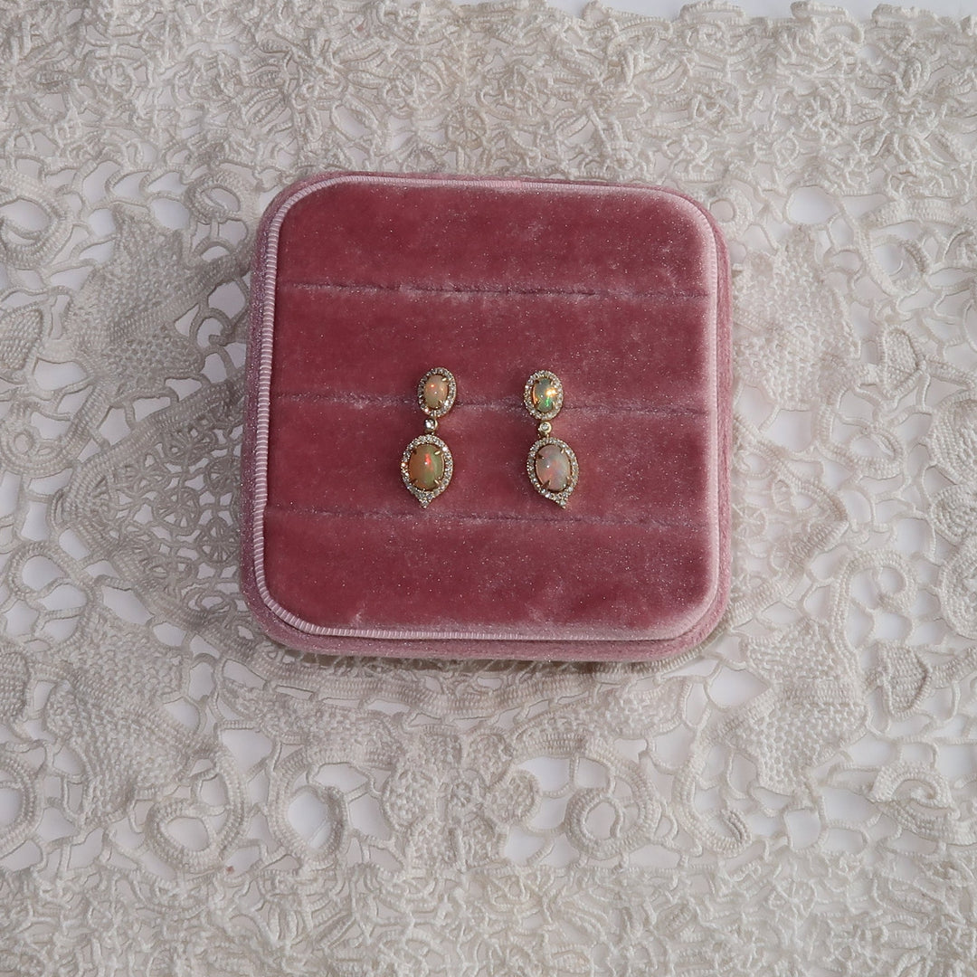 Opal Hanging Diamond Studs