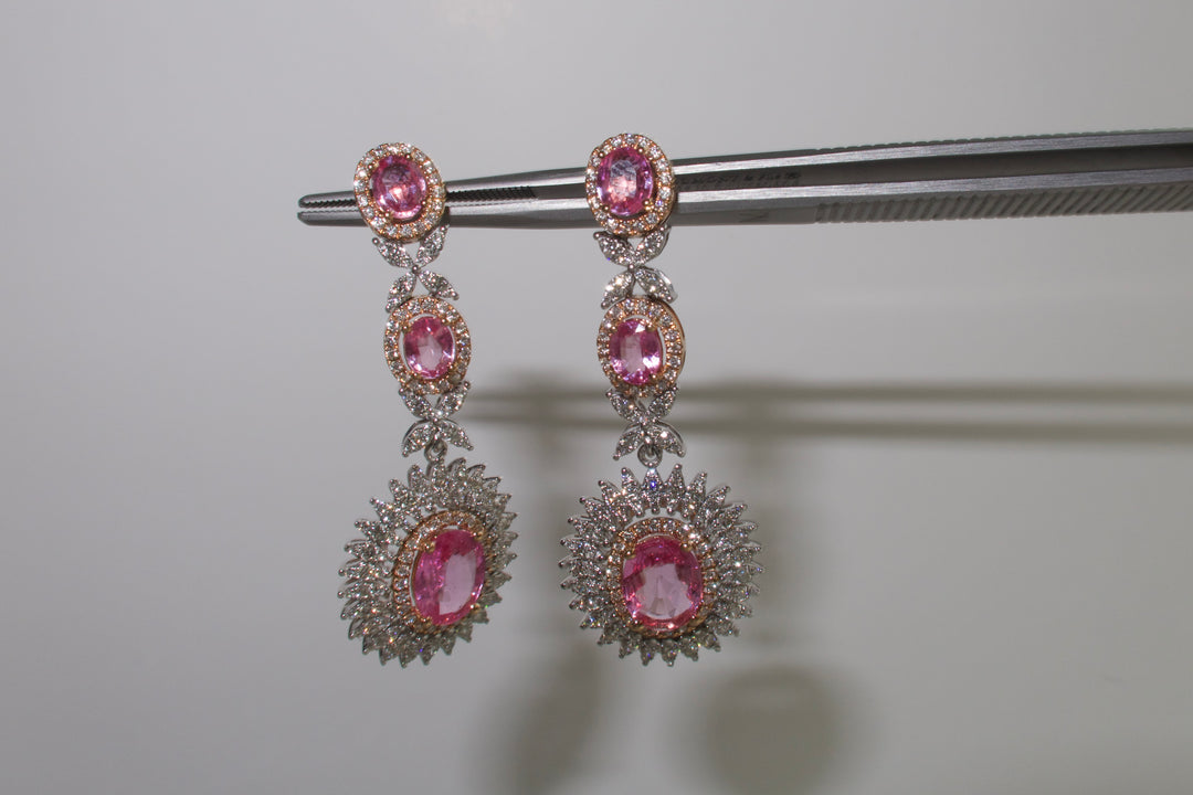 Pink Sapphire Diamond Earrings