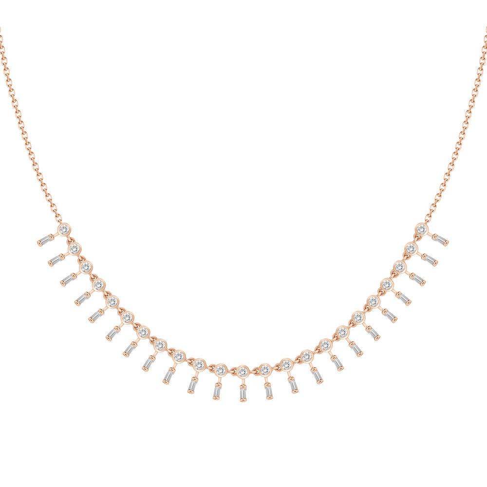 Baguettes & Round Diamond Necklace