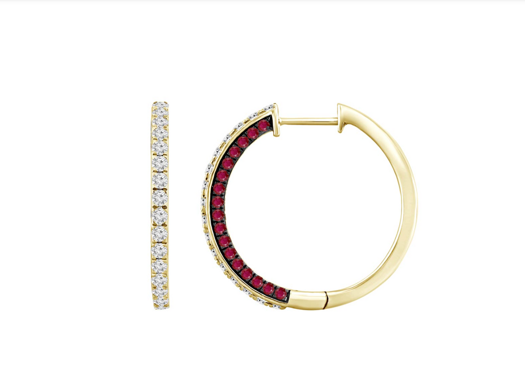 Diamond Ruby Hoops