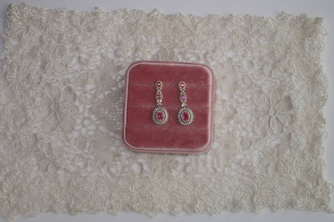 Pink Sapphire Diamond Earrings